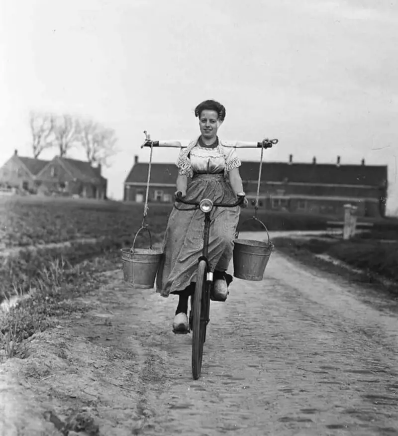 Wearing wooden clogs