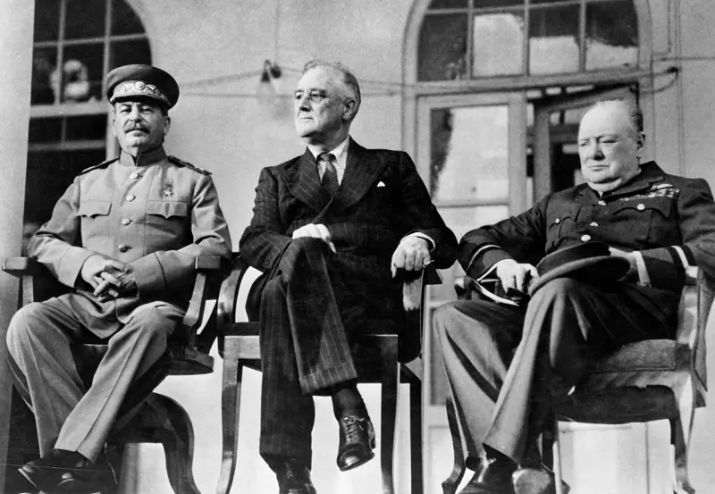 Stalin, Roosevelt and Churchill at the Tehran Conference