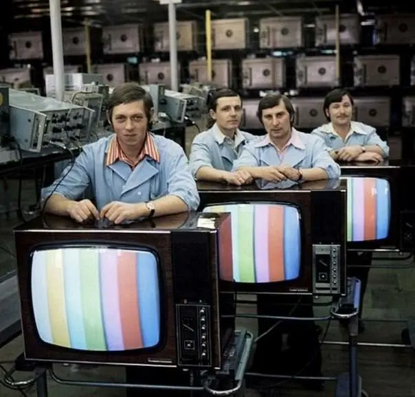 Workers in a 1970s Color TV Factory