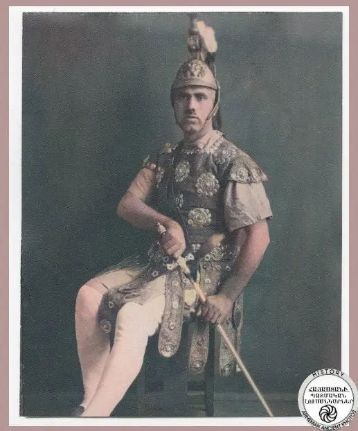 Misak Kermoyan presents the costumes of the historical kingdom of Armenia at the San Francisco World Exhibition