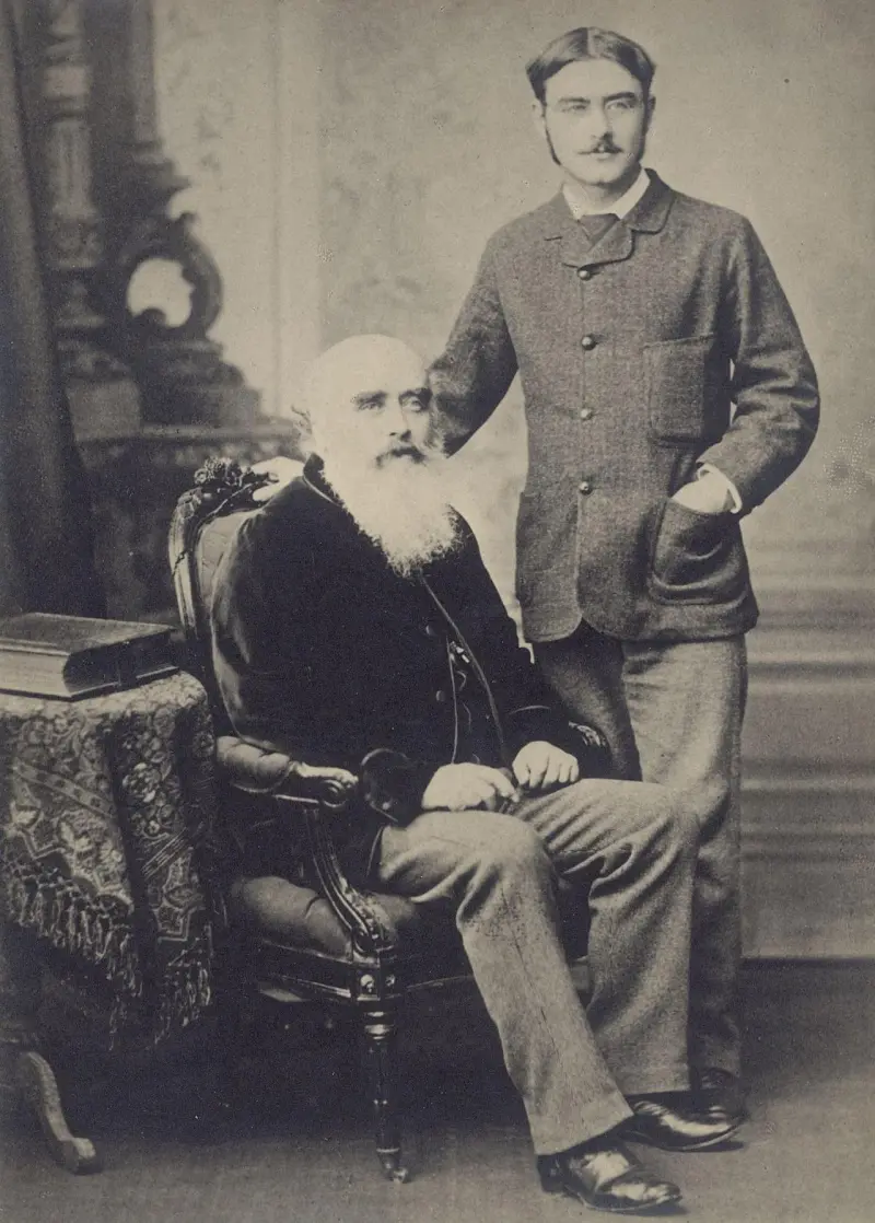 Rudyard Kipling (right) with his father John Lockwood Kipling