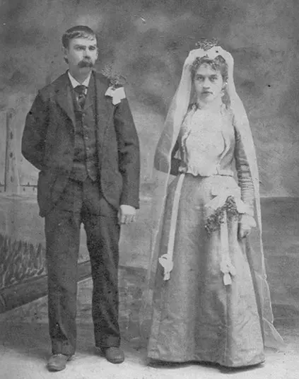 Moses and Augusta Wilson stand on their wedding day