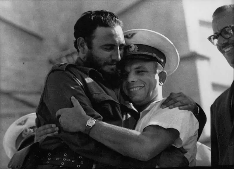 Yuri Gagarin and Fidel Castro