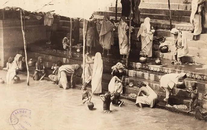 Bathing in the holy river Ganges