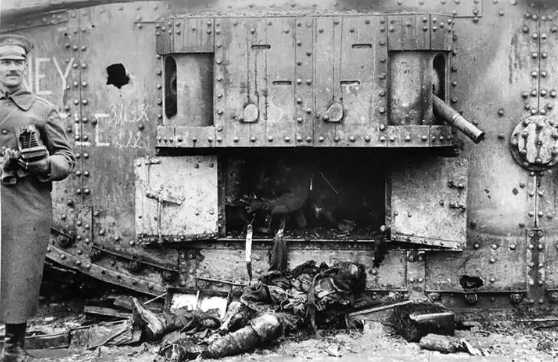 Destroyed British Tank, 1917