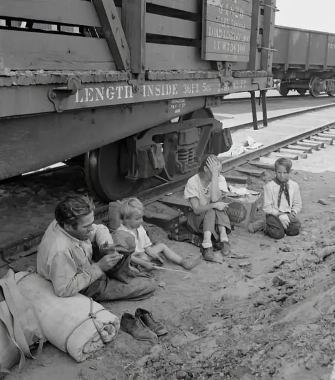 Family who traveled by freight train.