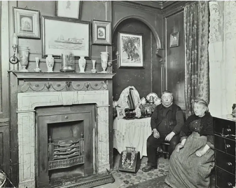 An elderly couple in Victorian Interior
