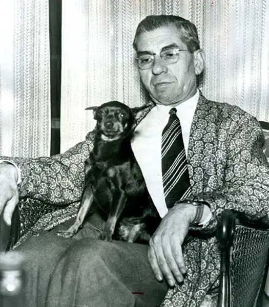Lucky Luciano with his Dog Bambi