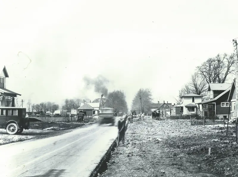 West Jefferson looking north just before it turns in to Fifth Street. 
