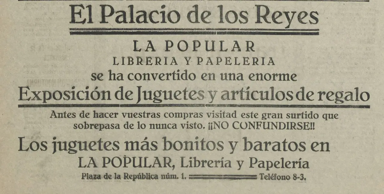 Publicidad. Librería Popular.