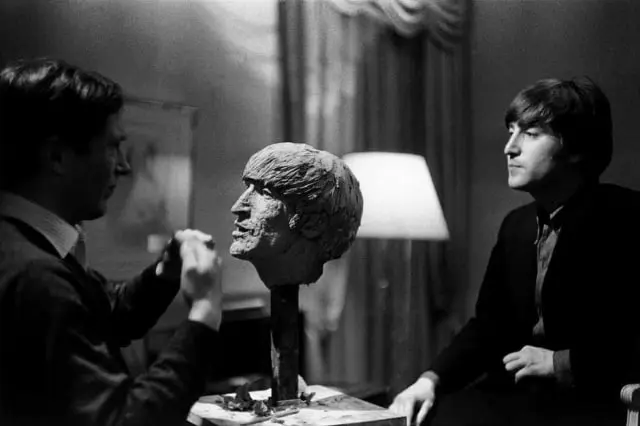 John Lennon making his own bust