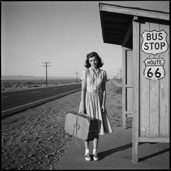 The Girl at the Desert Bus Stop