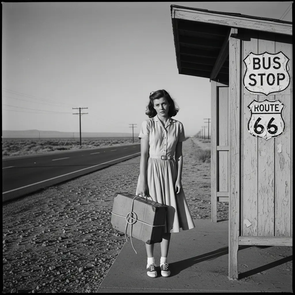 The Girl at the Desert Bus Stop