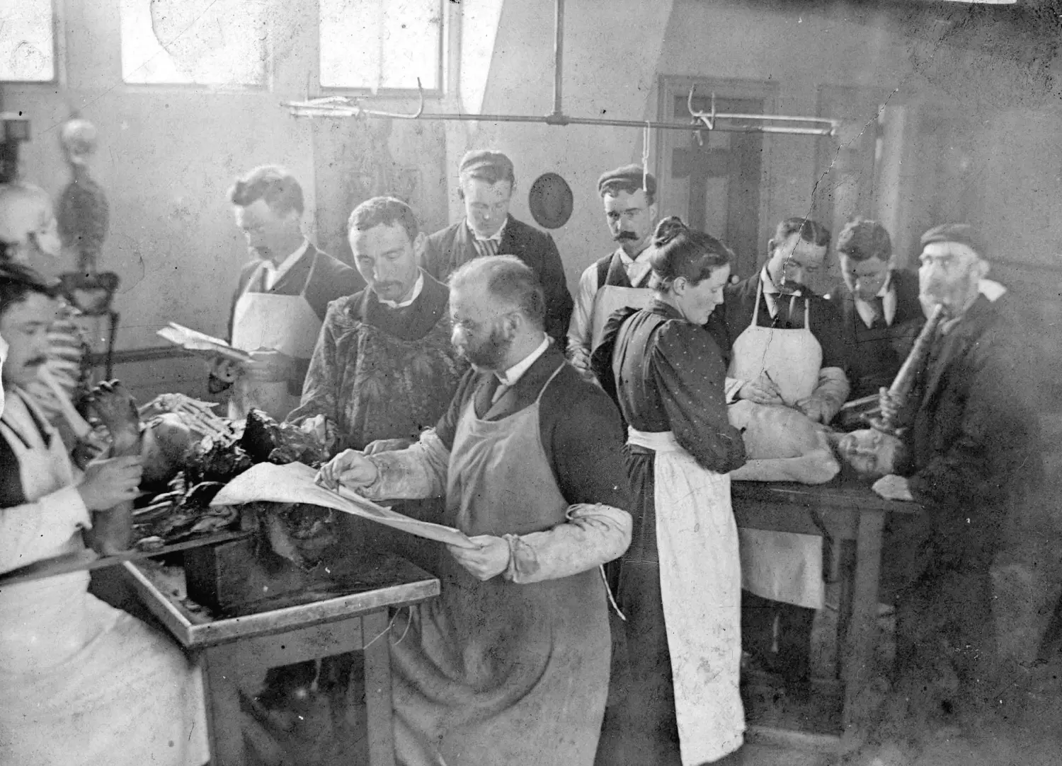 Estudiantes en el laboratorio de anatomía