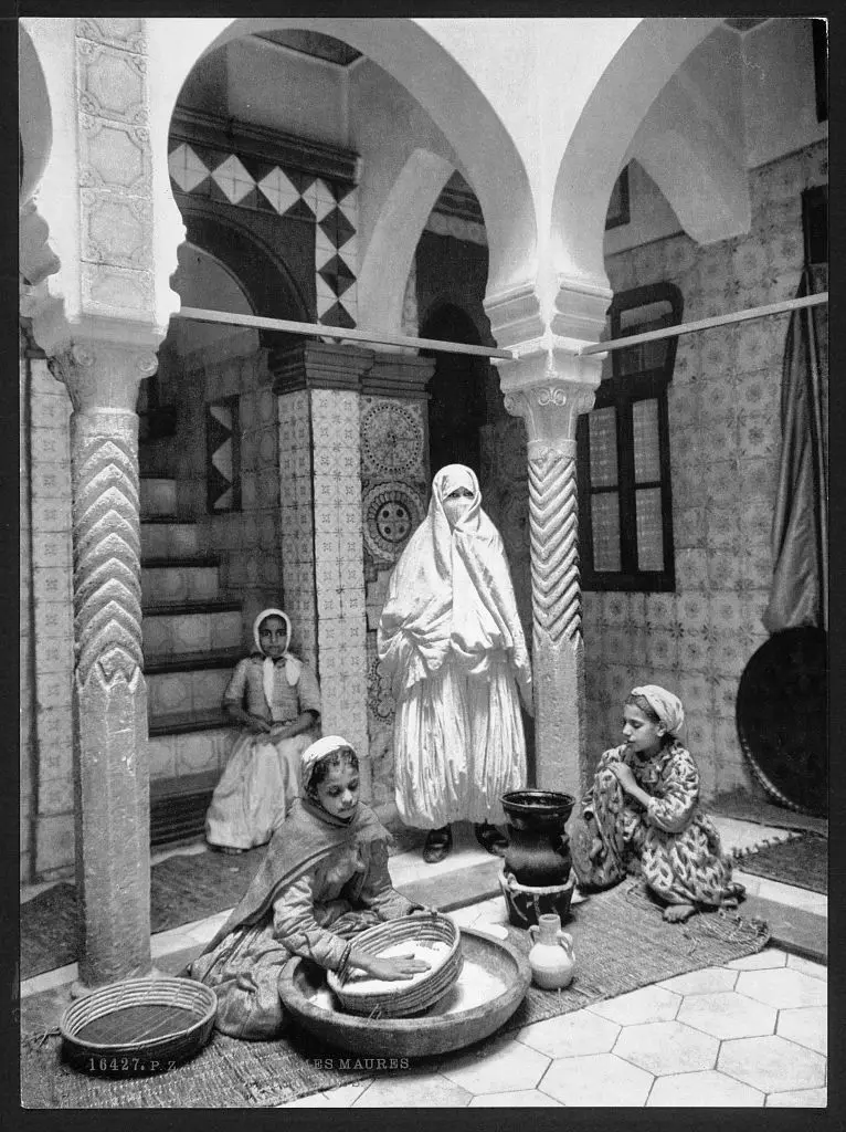 Moorish women preparing couscous