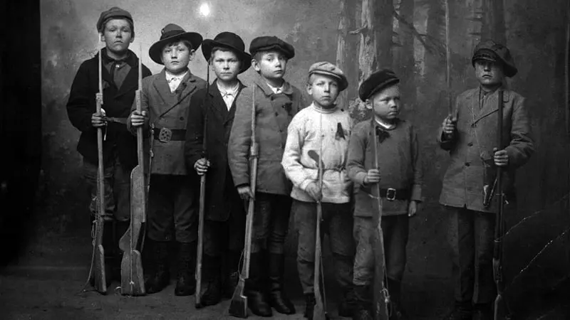 Children Play as Soldiers During the Finnish Civil War