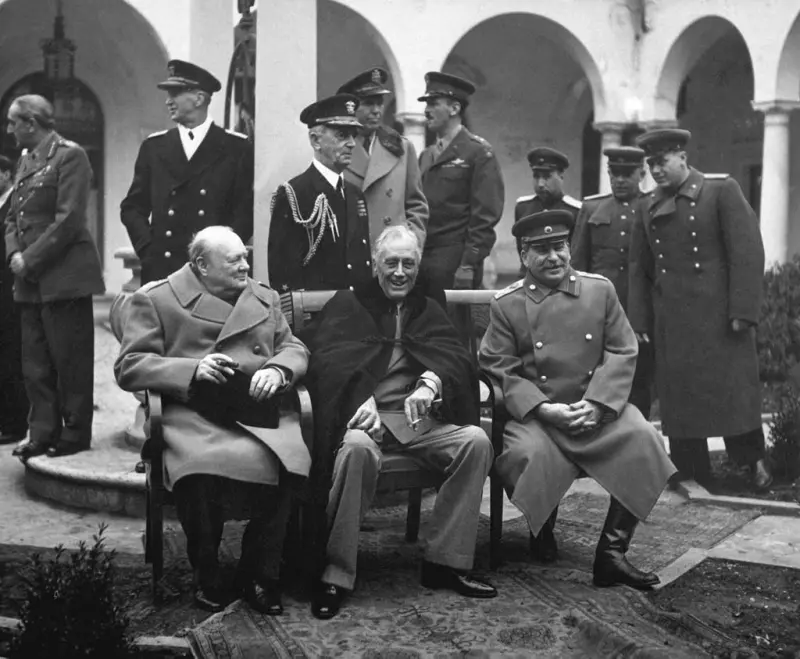 Churchill, Roosevelt, and Stalin at the Yalta Conference