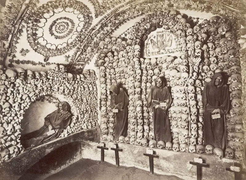 The ornately arranged skeletons of Rome’s Capuchin Crypt