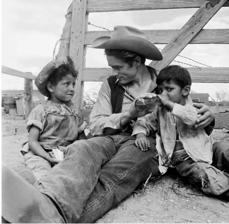 James Dean shares a Coca-Cola 
