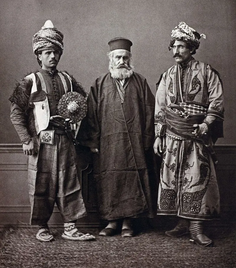 Two Kurdish men and an Orthodox cleric, taken by Pascal Sebah at the universal exhibition