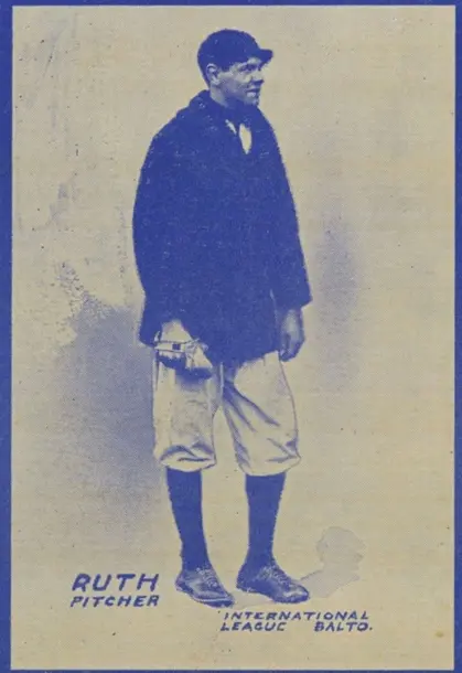 Baseball card showing Babe Ruth as a Baltimore Oriole