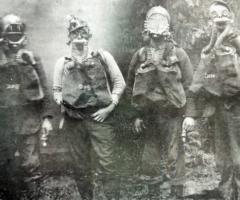 Members of Tono's first coal mine rescue team
