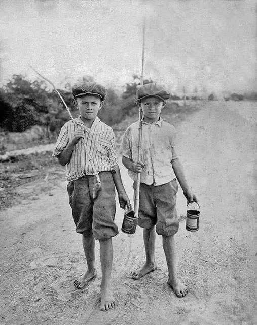 Two boys going fishing
