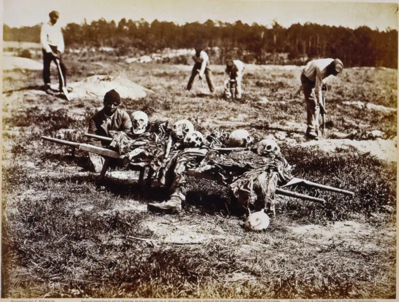 African Americans collecting bones of soldiers killed at Cold Harbor 