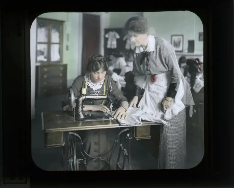 Junior dressmaking class at the Boston Trade School for Girls
