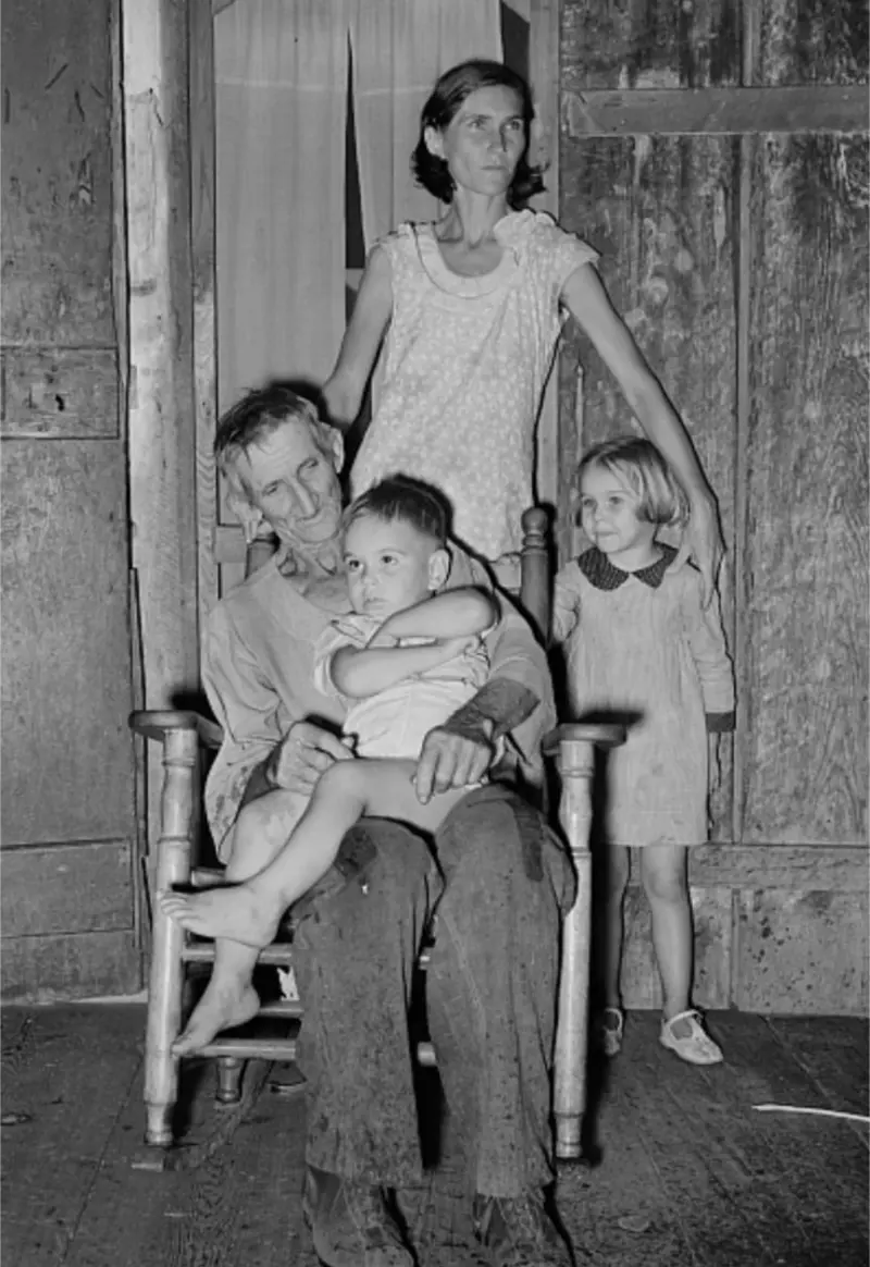 Grandfather, mother, and children