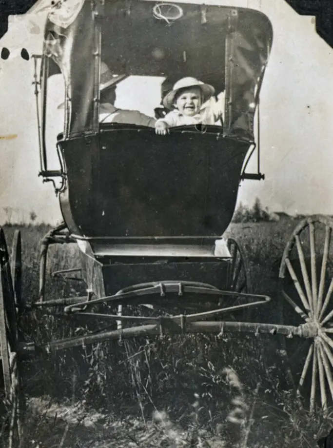 Family on a Sunday ride on the farm