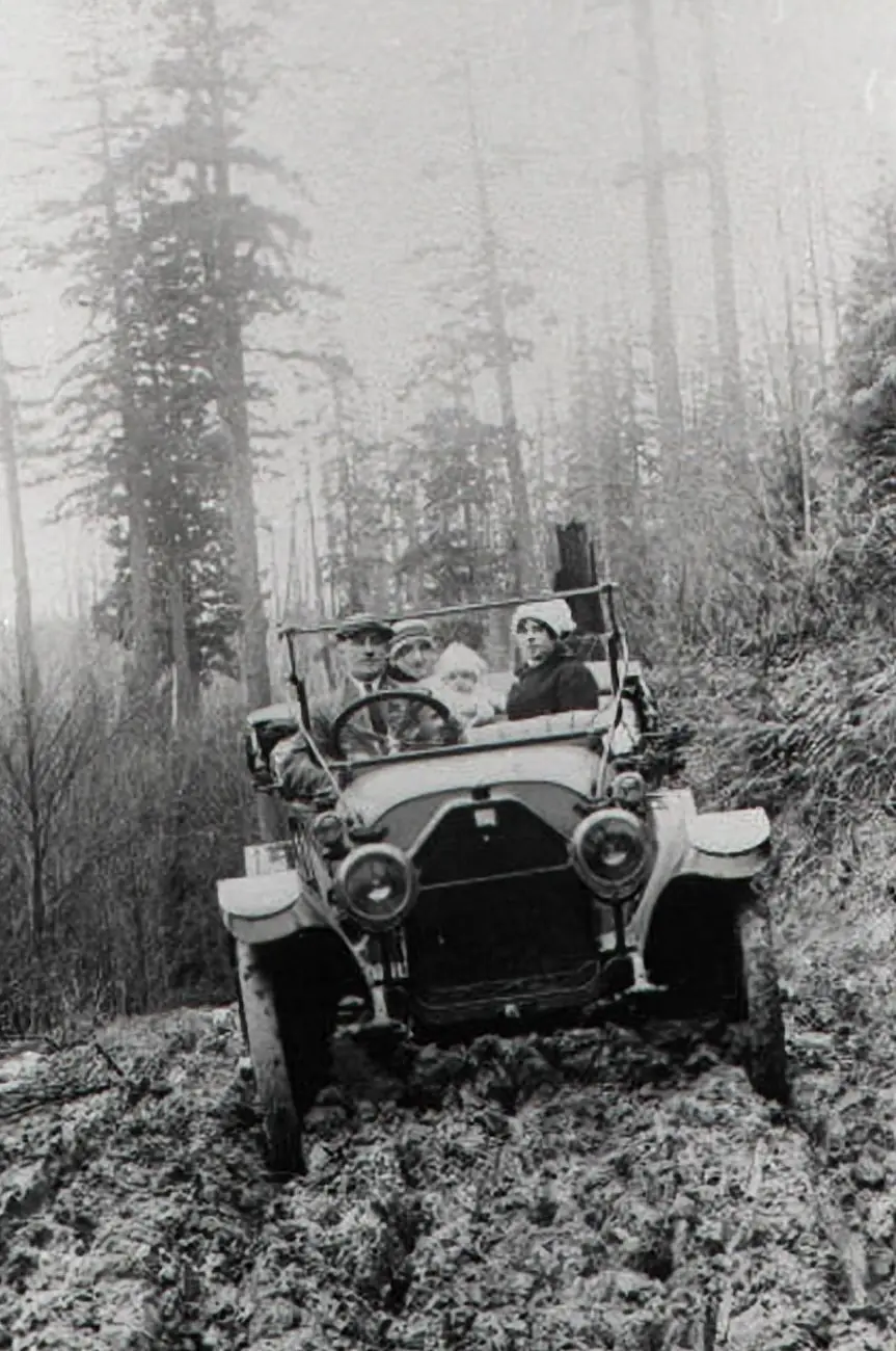 Car in rutted road. Car in rutted road.
