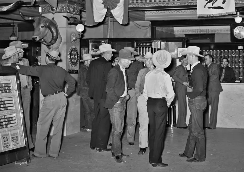 Ranchers and stockmen gathered at a hotel 