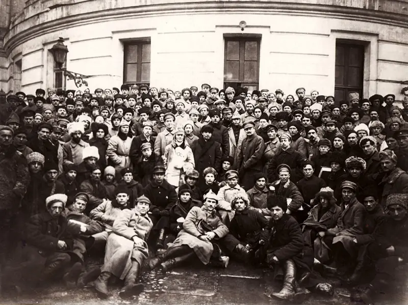Trotsky with Vladimir Lenin and Klim Voroshilov