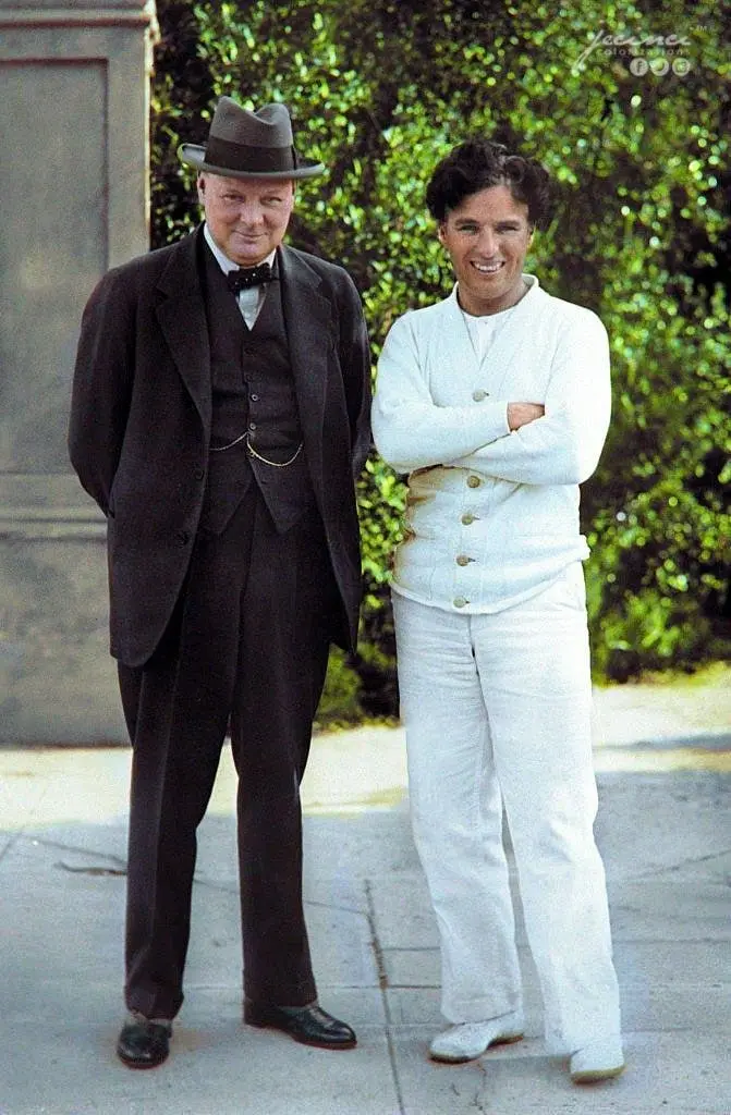 Churchill and Chaplin on the set of City Lights