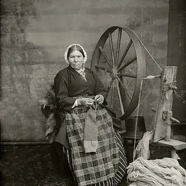 A woman knitting