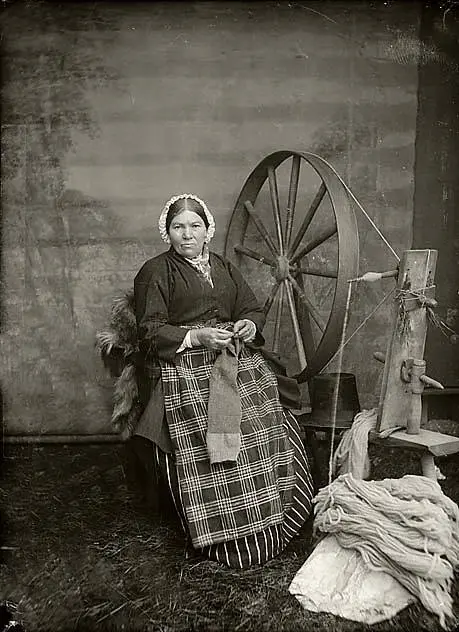A woman knitting