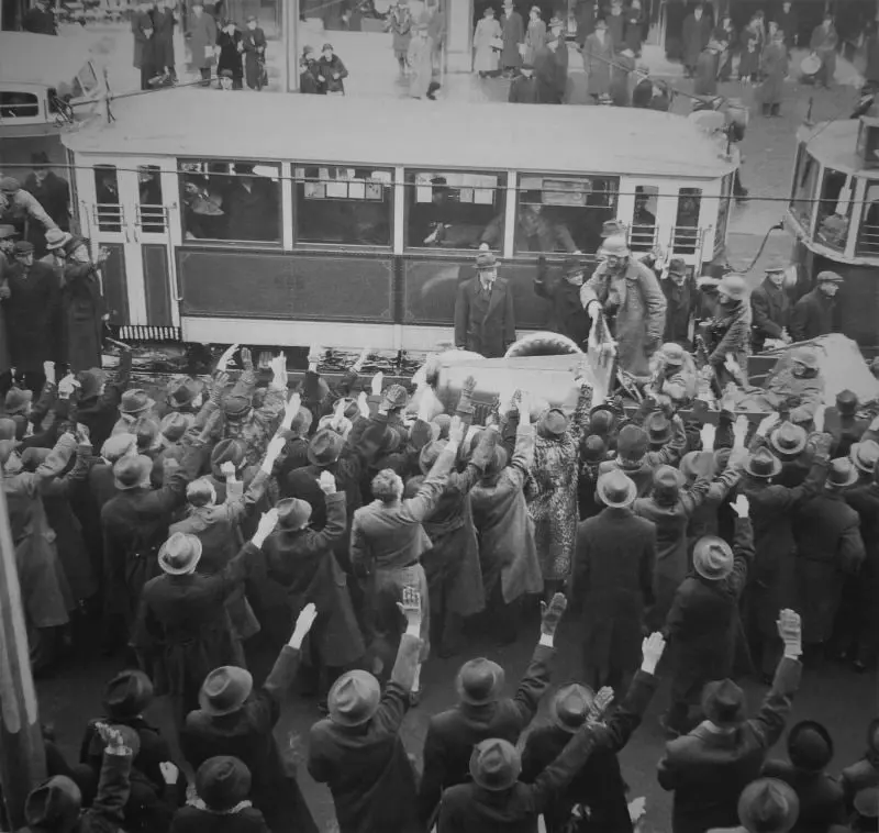 Germans Welcoming Soldiers in Prague