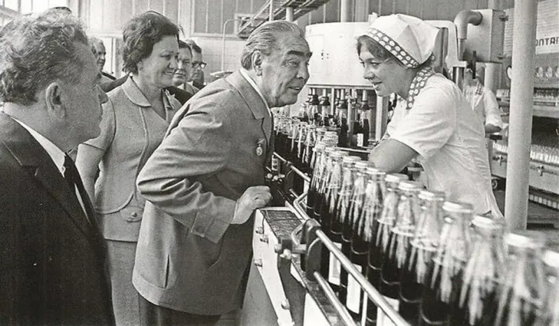 L.I. Brezhnev at the Pepsi-Cola plant