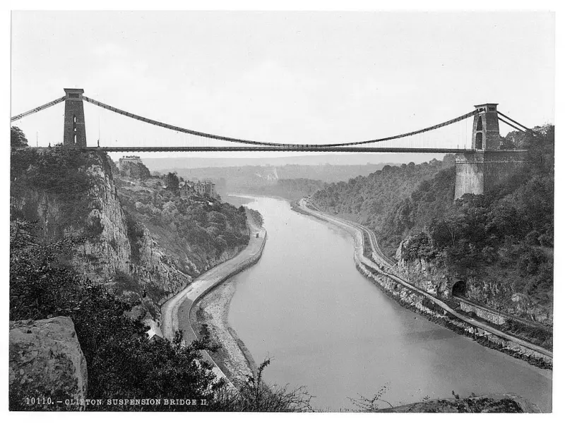 Clifton suspension bridge from the cliffs.