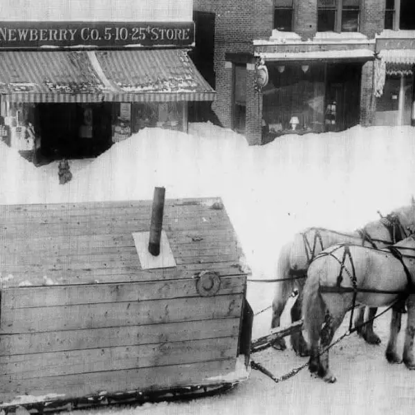 A horse-drawn sled 