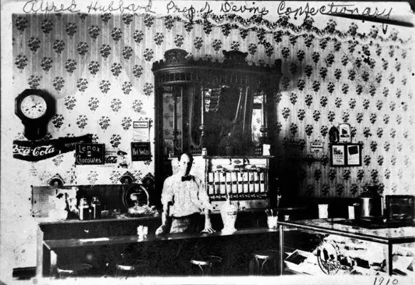 Alfred Hubbard awaits customers at the Cosy Corner Confectionary