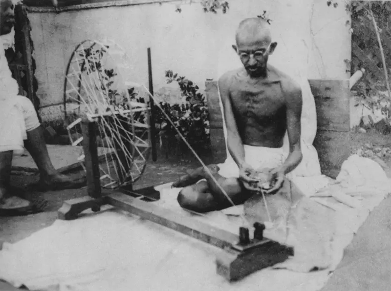 Gandhi spinning yarn