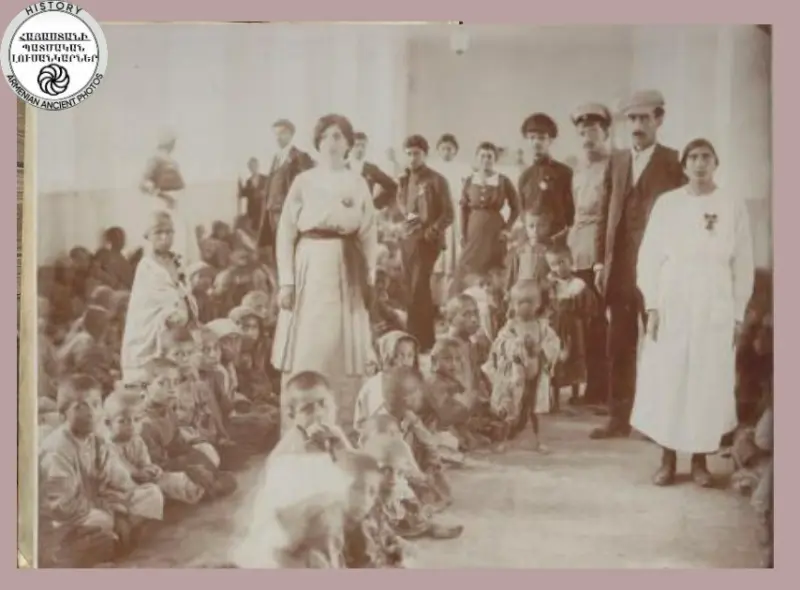 Pupils and educators of the Etchmiadzin orphanage