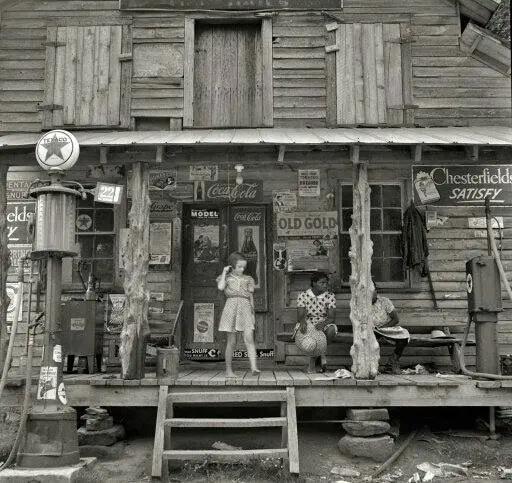 Daughter of a sharecroppers in 1939 Person County at a country store