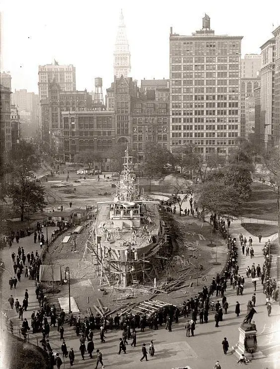 Navy built a full-size battleship in Union Square