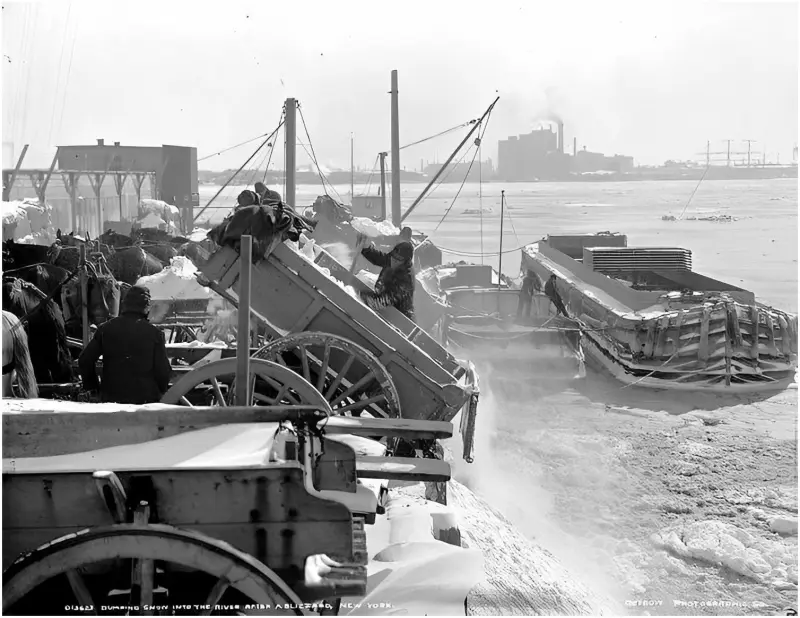 Dumping snow in the river