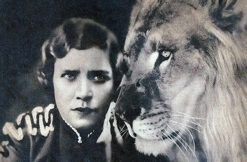 Matryona Rasputina with a lion
