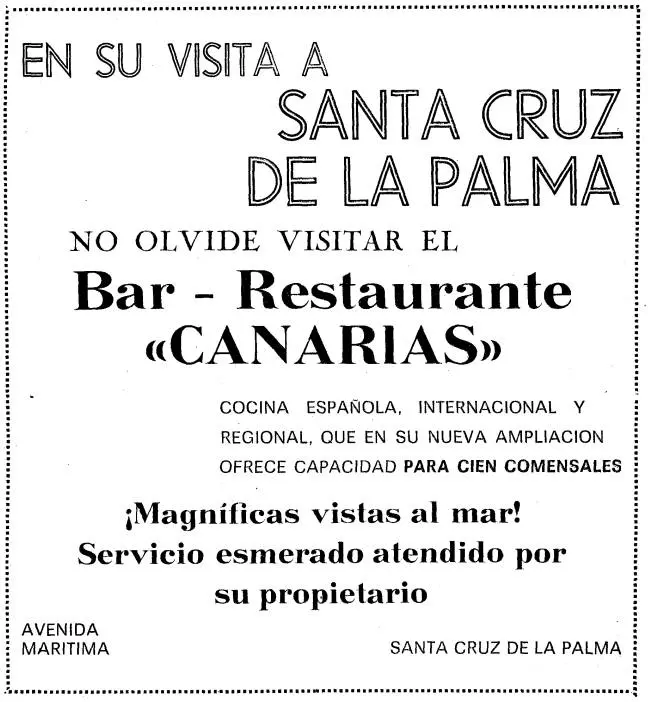 Publicidad Bar Canarias