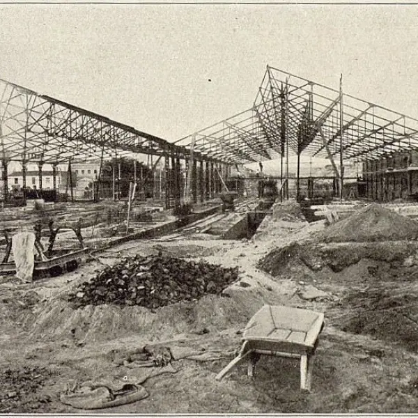 Construcción de las cocheras de Ventas